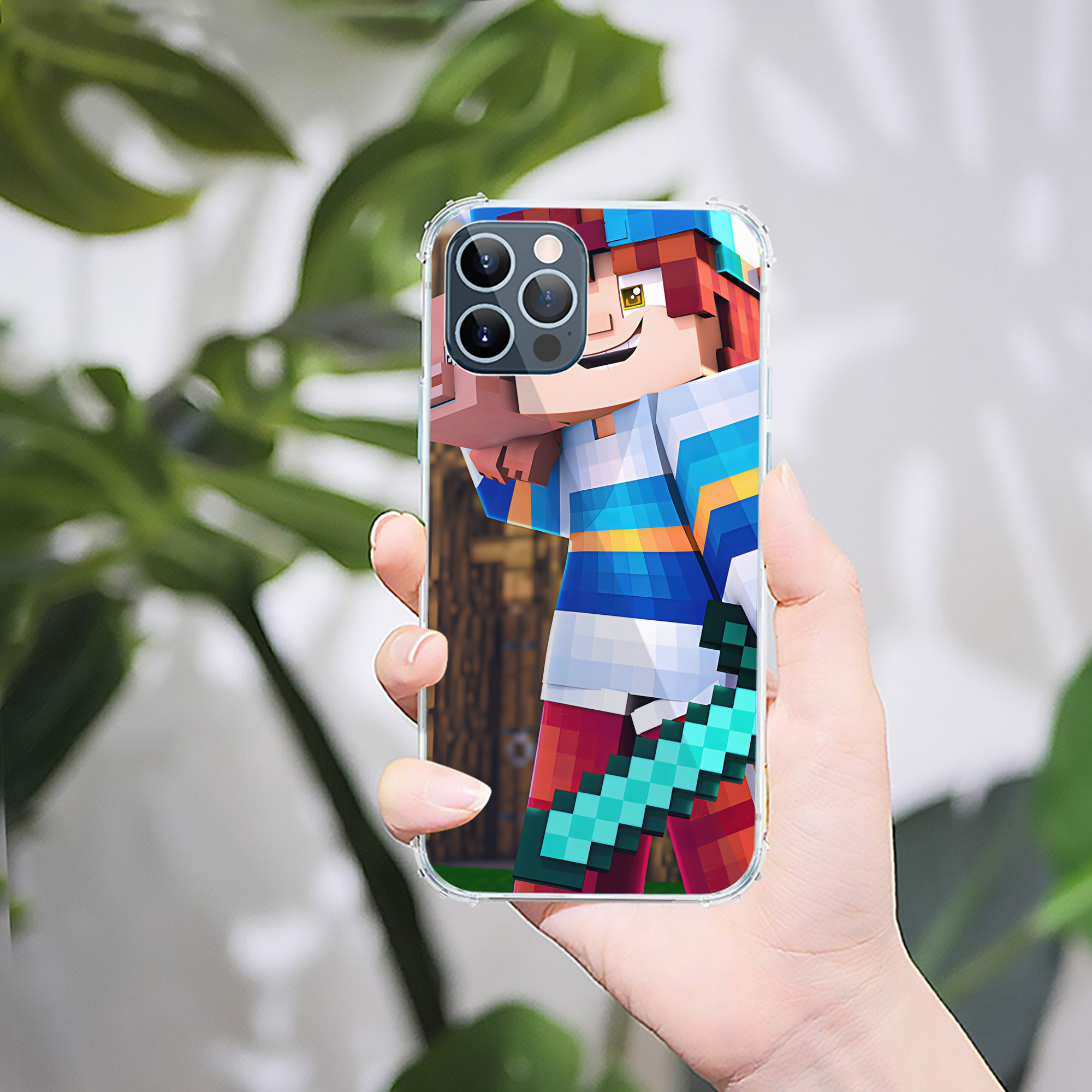 （画像用） マインクラフト ブロックの世界 Minecraft MC Block world 【iPhone 12シリーズ対応】透明スマホケース（クリアソフトケース）